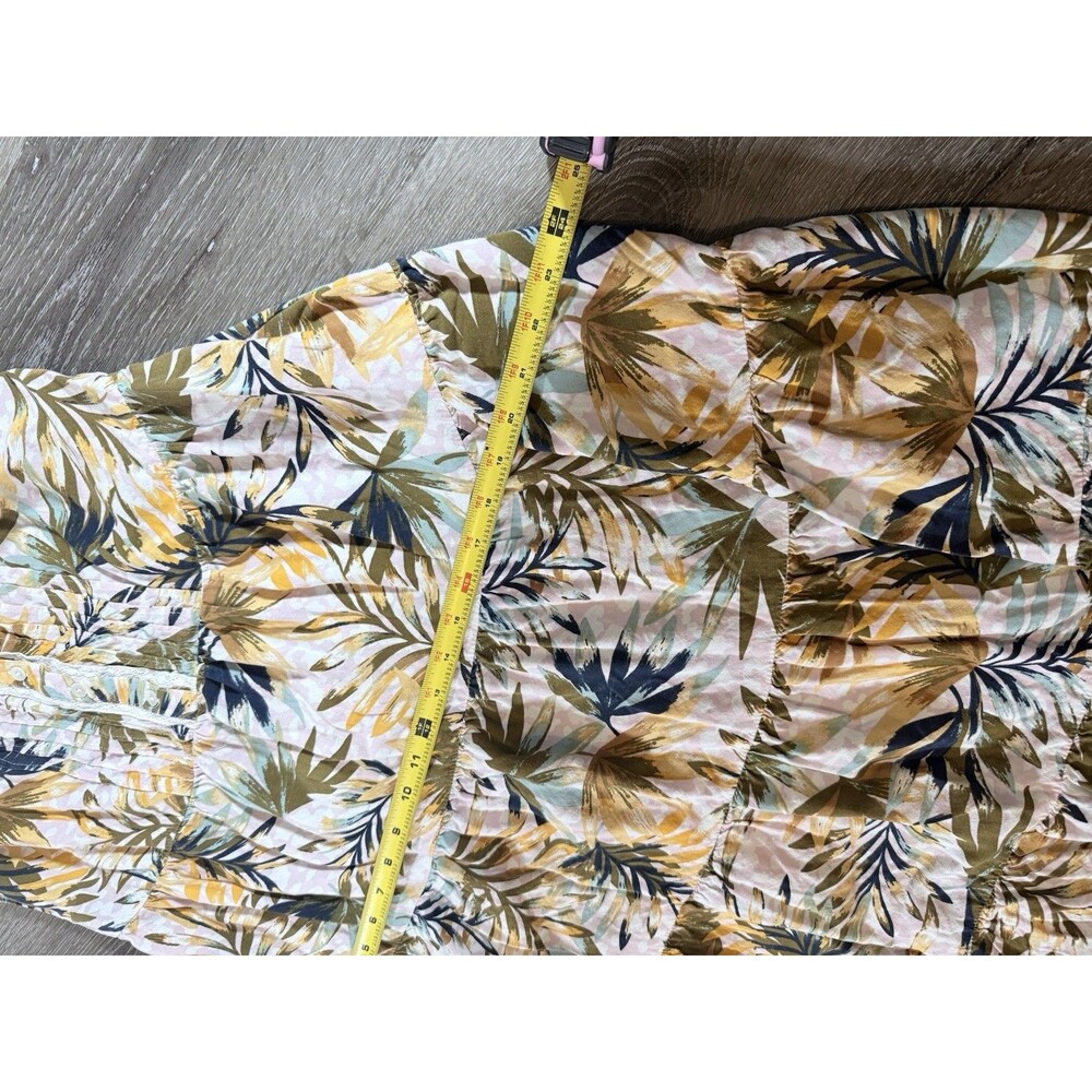 Jessica Simpson Sz S maxi dress earth tone tropical print %100 viscose tiered - Picture 4 of 9